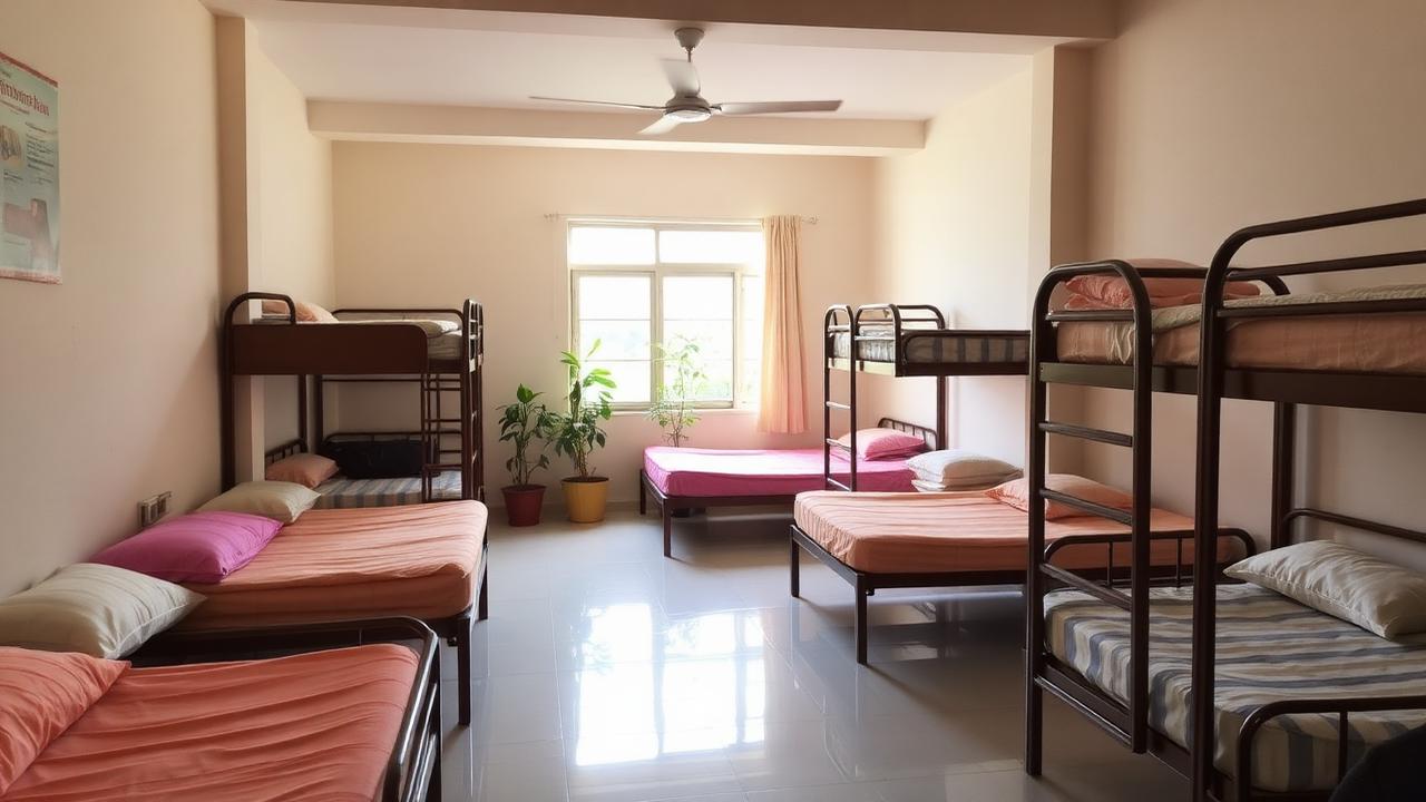Girls hostel building and rooms